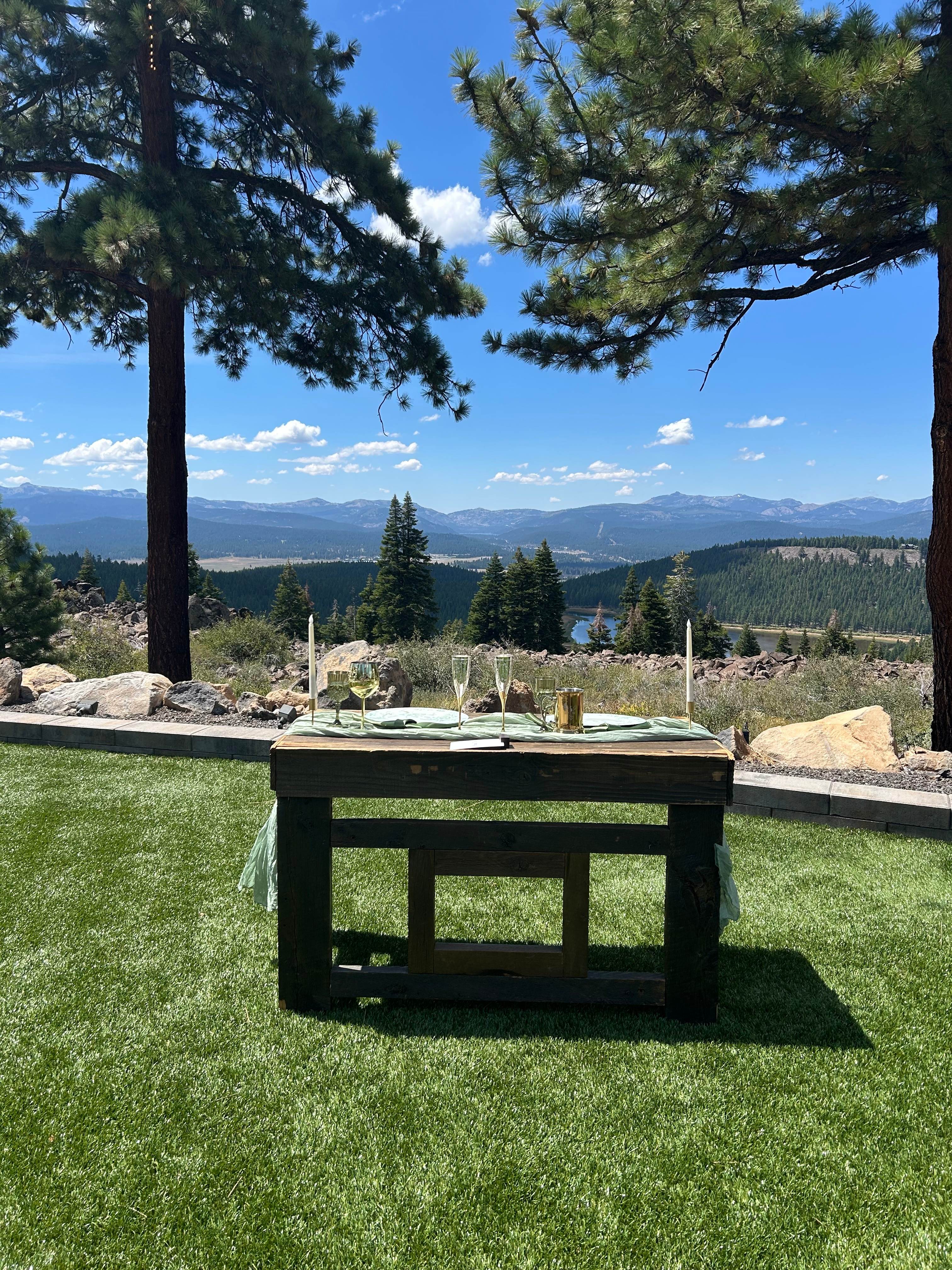 Intimate mountain wedding setup